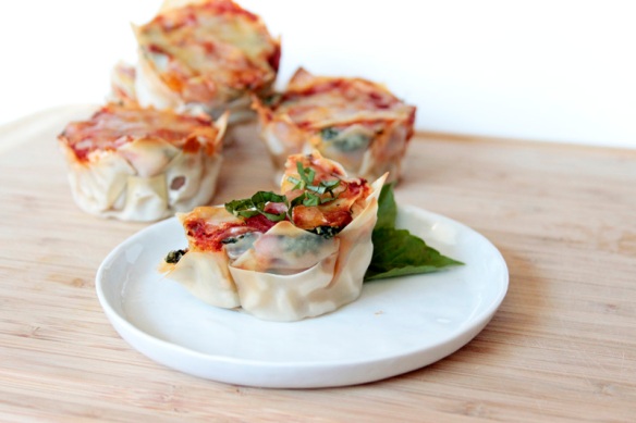 Spinach and Roast Chicken Lasagna Cups